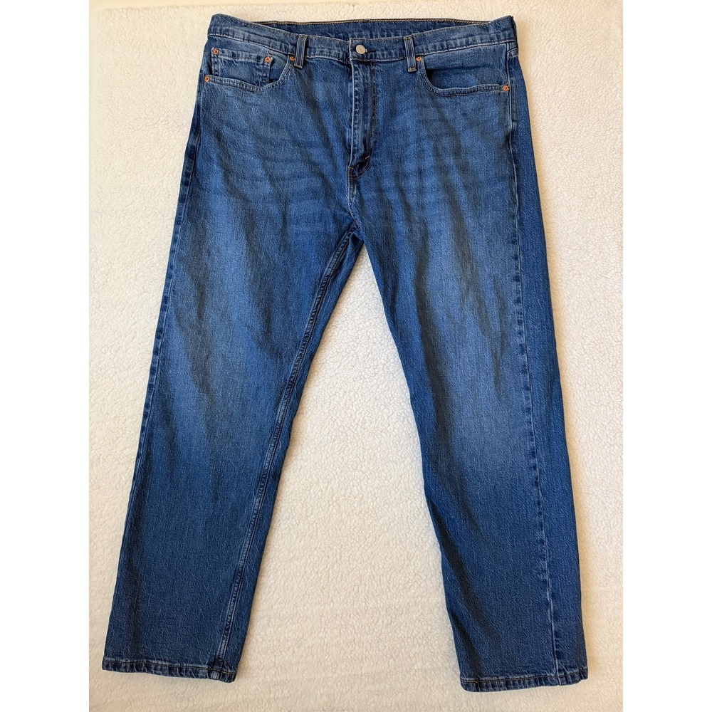Levis 505 Jeans Mens 40x32 Blue Regular Straight Stretch Denim Medium Wash Pants